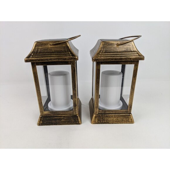 Rohs 8.5" Tall Solar Candle Lamp Lanterns Lot of 2 Rustic Farmhouse Porch Light - Picture 4 of 10